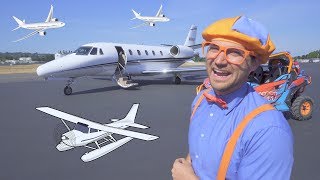 Blippi Flies in a Private Jet  Airplanes for Kids with The Airplane Song [upl. by Thurman]