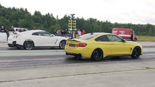 Nissan GTR R35 vs BMW 435d F32 xDrive St3 14 mile drag race [upl. by Hessney]