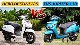 New Hero Destini 125 Vs TVS Jupiter 110  Which Is Best Scooter To Buy In 2024 [upl. by Kiyohara818]