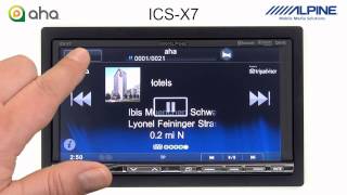 Alpine ICSX7 with Aha Internet Radio Podcasts Audiobooks and location based services [upl. by Kalb]