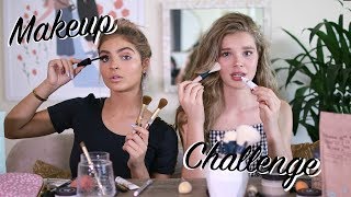 No Mirror Makeup Challenge  Ellie Thumann amp Carrington Durham [upl. by Enilatan]