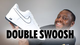 Air Force 1 Low White Black Double Swoosh On Foot Sneaker Review QuickSchopes 543 Schopes DV0788 103 [upl. by Alinna]