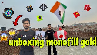 Unboxing amp New monofell gold Testing 🔥Full Review Best Manjha For Kite Flying all Kite Fight 2023 [upl. by Tiffi]