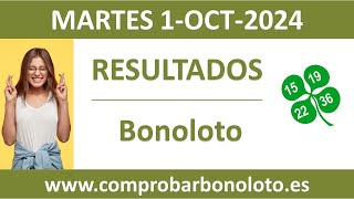 Resultado del sorteo Bonoloto del martes 1 de octubre de 2024 [upl. by Ezechiel]