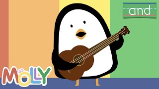 quotANDquot Sight WordHigh Frequency Word Song  Sing with Penguin  Miss Molly Sing Along Songs [upl. by Enattirb]