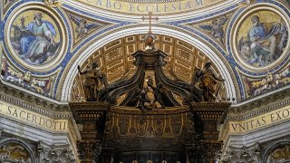 Vaticano iniziati i lavori di restauro del baldacchino della Basilica di San Pietro [upl. by Omolhs]