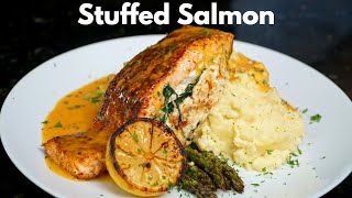 How To Make Stuffed Salmon  Easy amp Delicious Salmon Recipe [upl. by Llerraj]