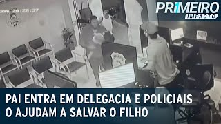 Vídeo Bebê em convulsão é salvo por ação rápida de policiais  Primeiro Impacto 210423 [upl. by Nosnej929]