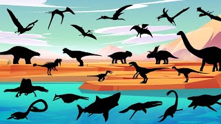 Learn Sea Land And Sky Dinosaur Names  Lets Match Dinosaur puzzle Parts To Identify Dino Names [upl. by Cobbie]