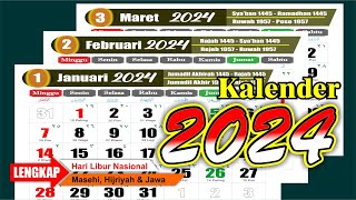 KALENDER 2024 Lengkap dengan tanggal merah  Hijriyah jawa  Download format CDR  template [upl. by Reagen]