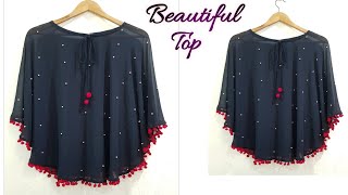 Very Easy Circle TopCape Top Cutting and Stitching Trendy Top Cutting and StitchingStylish Top [upl. by Olympia593]