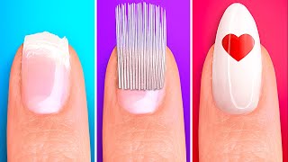 COOL DIY NAIL HACKS  From Short To Long Nails Easy DIY Beauty Tricks by 123 GO SERIES [upl. by Carey976]