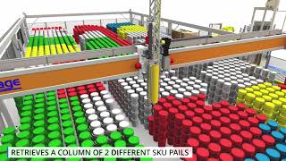 Gantry Robot ASRS System for Handling PailsBuckets of Product [upl. by Hopkins]