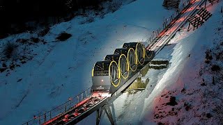 The worlds steepest funicular railway opens in Switzerland [upl. by Airbmak]