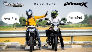 Bajaj CT110X Vs TVS Raider  Drag Race  Amazing Results  UP65 Racers [upl. by Orhtej]