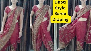 Dhoti style saree draping l Saree draping l Easy Saree styling [upl. by Assadah]