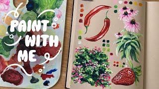 how to paint vibrant sketchbook illustrations 🌶️ gouache tutorial  beginner friendly [upl. by Ubana]