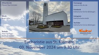 Eucharistiefeier aus St Klemens am 03112024 [upl. by Cappello]