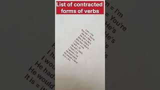 contracted forms of verbs short forms of verbs shorts youtubeshortskidsvideo [upl. by Azile497]