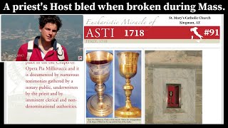 EUCHARISTIC MIRACLE  ASTI ITALY 1718 A priests Host bled when broken at Mass 91 [upl. by Mont]