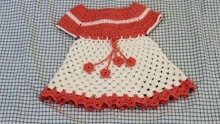 Vestido em crochê infantil para bebê Parte 2 Crochet dress  Ganchillo Vestido ninã [upl. by Ainoda955]