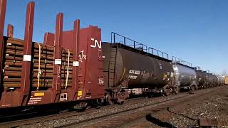 CLASS LEADERCN 399 w IC 2700 CN 5612 amp 2655 lead this long 670 axle WB Mixed Freight train by [upl. by Lovering]