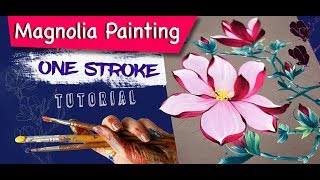 How to paint a Magnolia in acrylic  ONE STROKE  Tutorial for Beginners [upl. by Lahtnero295]