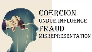 Coercion Undue Influence Fraud Misrepresentation  Indian Contract Act 1872  Law Guru [upl. by Otrebliw]