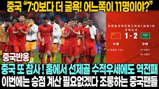 중국반응 환호에서 절망으로 중국홈선제골수적 우세에도 굴욕패  두 경기 만에 10연패 걱정하며 절망하는 중국팬들 [upl. by Hannahoj967]