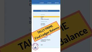 Tally Prime Find Ledger Balance Trick tally [upl. by Ecraep]