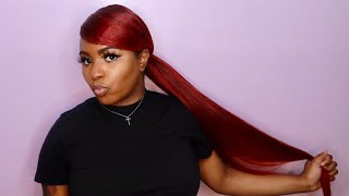 SLEEK SIDE PART PONYTAIL  Red Hair Edition  Beginner Friendly [upl. by Solram]