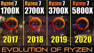 Evolution of Ryzen  1700X vs 2700X vs 3700X vs 5800X [upl. by Alberik]