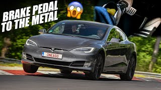 NO BRAKES Tesla Model S Raven Still No Good for the Ring [upl. by Virg]