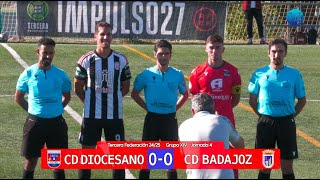 Resumen CD Diocesano  CD Badajoz Tercera Federación GrXIV 2425 [upl. by Leahciam]