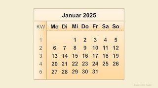 Kalender Januar 2025 [upl. by Aitan]