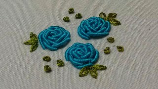 Hand Embroidery Bullion Knot Rose Stitch  All over design [upl. by Leen]