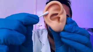 ASMR Binaural Whispered Ear Cleaning cleaning scraping health check rp [upl. by Wera]