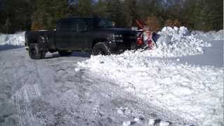 Snow Plowing with Chevy Silverado 3500 Western Pro Plow with Custom Wings [upl. by Nitza273]