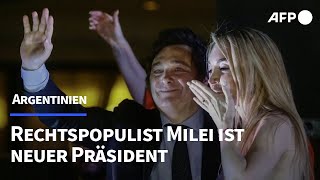 quotAnarchokapitalistquot Milei gewinnt Präsidentenwahl in Argentinien  AFP [upl. by Haelat]