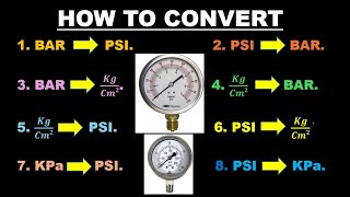 PRESSURE UNIT CONVERSION  HOW TO CONVERT Bar to PSI  Bar to Kgcm2  PSI to Kpa  Bar to Kgcm2 [upl. by Ettevram487]