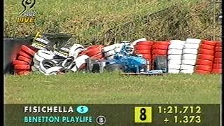 F1 Brazil 1998 WarmUp Fisichella crashes DF1 [upl. by Noyart]