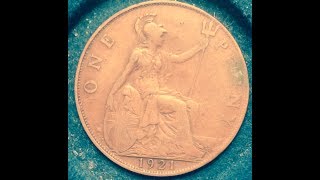 1921 One Penny  George V United Kingdom [upl. by Ailhat]