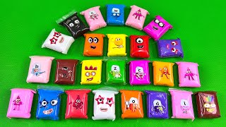 Mixing Rainbow CLAY Coloring with Numberblocks Colourblocks in CLAY Bags ASMR [upl. by Evan]