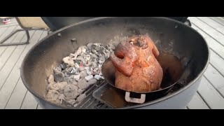 BEER CAN CHICKEN USING A VORTEX ON Weber Kettle [upl. by Enilrad]