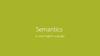 Semantics  Key Terms  ALevel English Language Revision [upl. by Mallorie]