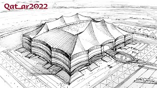 Al Bayt Stadium Al Khor Qatar  pen drawing [upl. by Madelina]