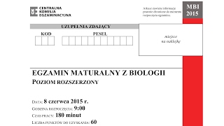 Biologia Czerwiec 2015 NOWA PODSTAWA Live CZĘŚĆ 2 matura [upl. by Tnayrb522]