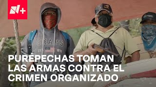 Indígenas purépechas toman las armas en Zurumucapio Michoacán  En Punto [upl. by Anauj]