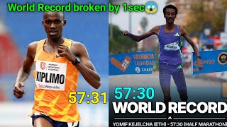 New World Record in Half Marathon 😱Valencia Half Marathon 2024Yomif breaks World record [upl. by Kathryne]