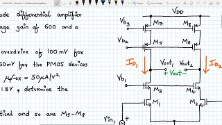 Analog VLSI Design Lecture 353 Design of Telescopic Cascode Differential amplifier Part 2 [upl. by Osmo300]